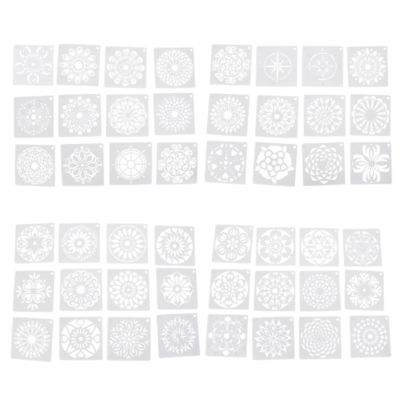 48pcs/set Mandala Stencils DIY Painting Scrapbook Coloring Embossing Album Decor