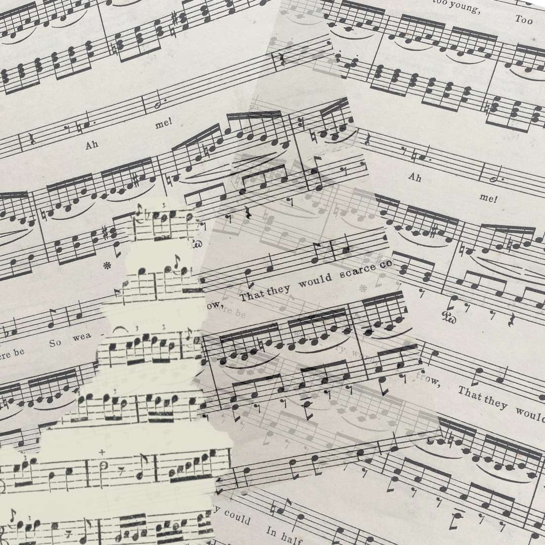 12 Original Vintage Music Collage paper for craft and card making