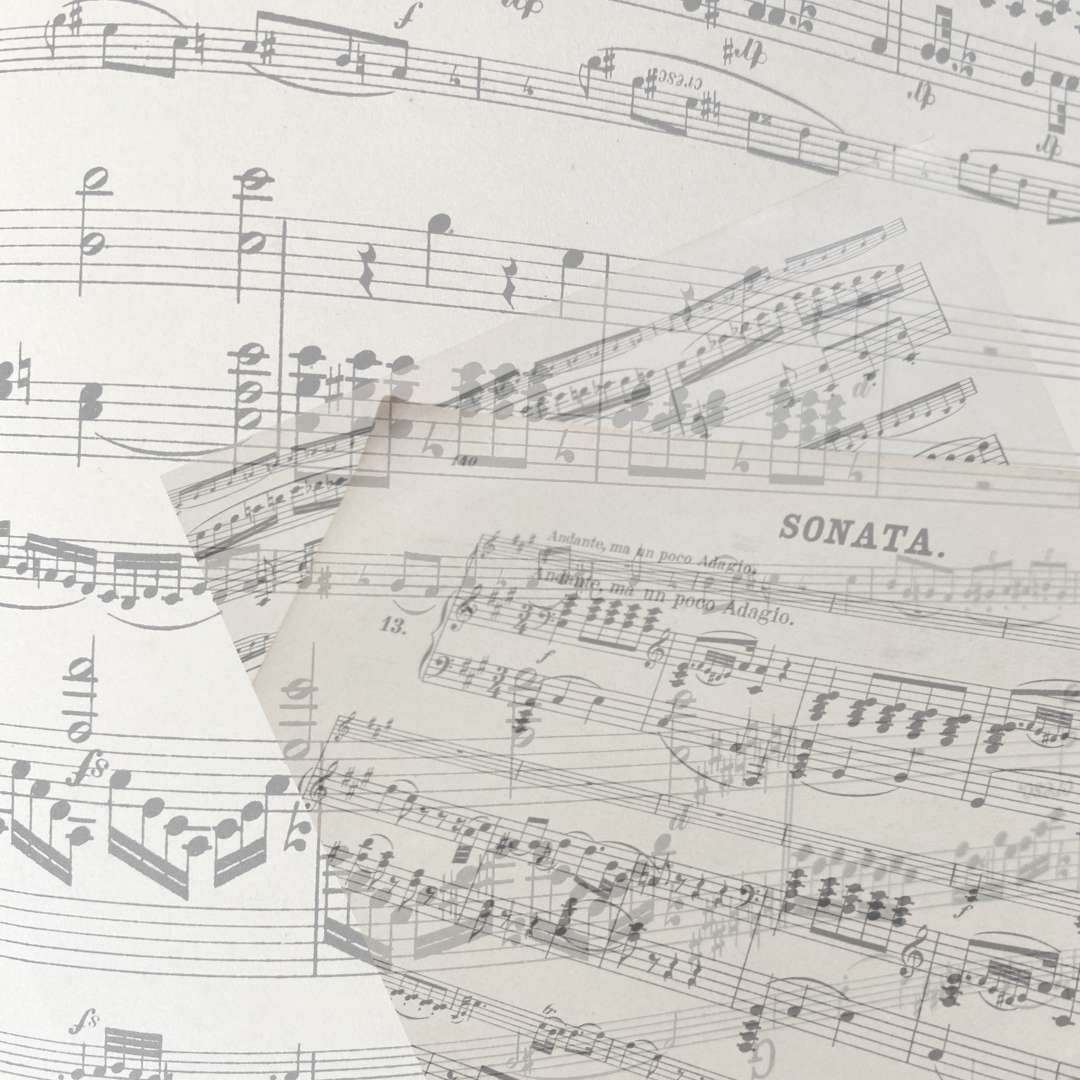 12 Original Vintage Music Collage paper for craft and card making