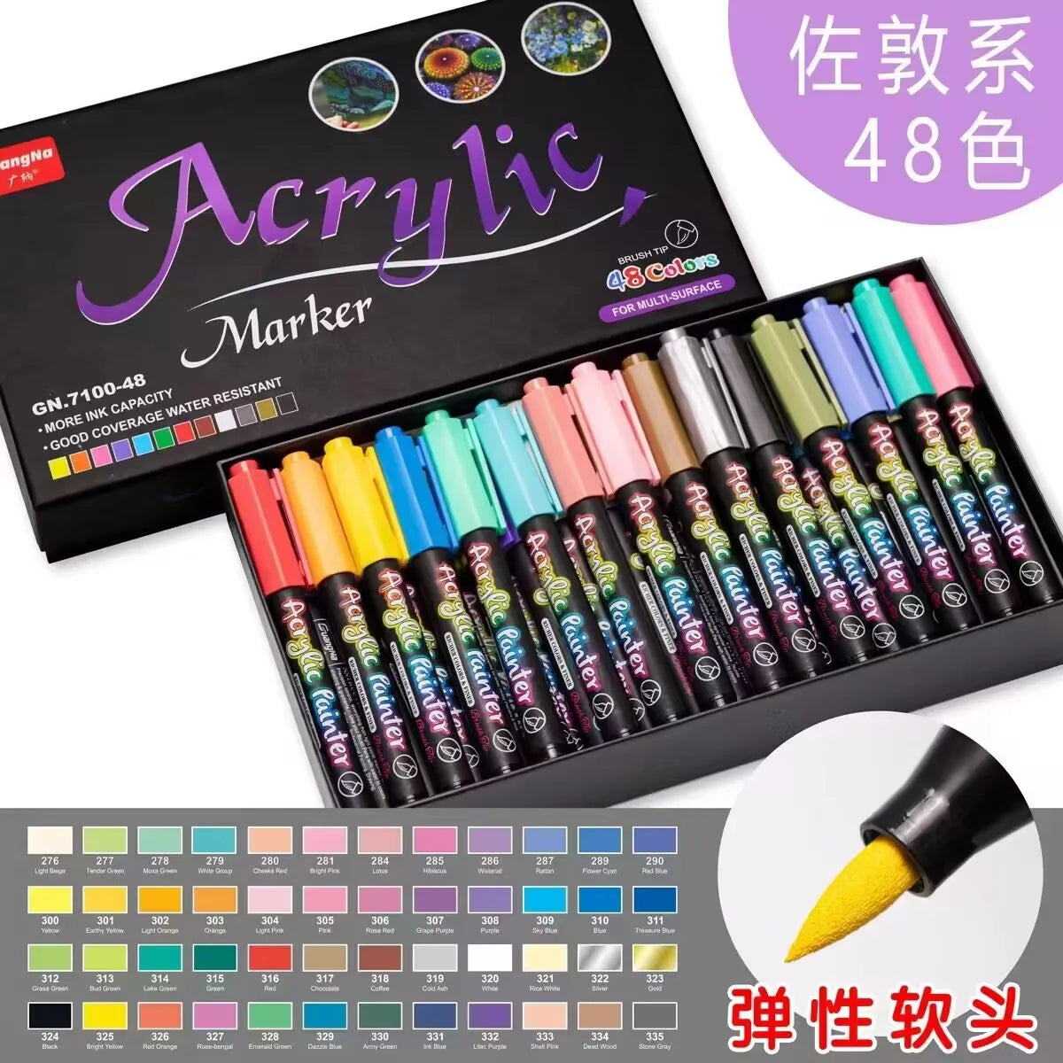 12-60Color Acrylic Paint Pens Set Markers Pen Painting DIY Art Supplies Hand-Painted Graffiti Ceramic Drawing Glass Fabric Canva