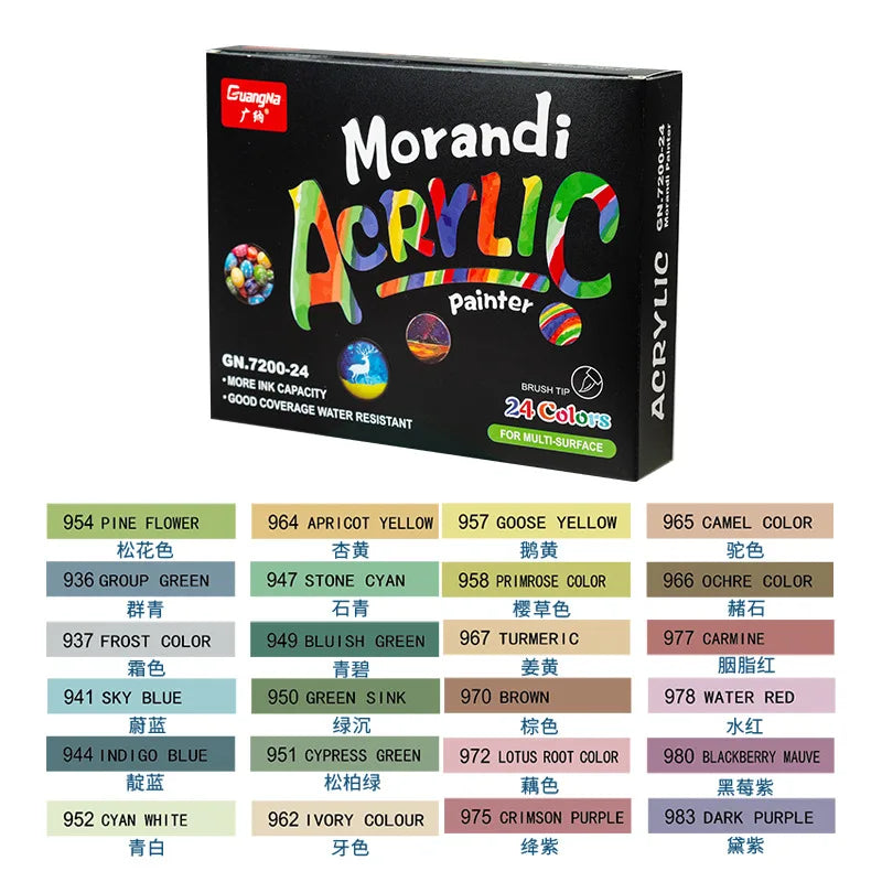 12-60Color Acrylic Paint Pens Set Markers Pen Painting DIY Art Supplies Hand-Painted Graffiti Ceramic Drawing Glass Fabric Canva