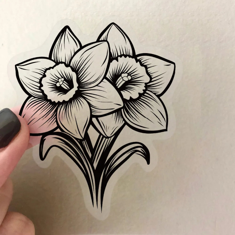 10/50Pcs Transparent Vintage Flower Graffiti Stickers Black And White Decal Notebook Luggage Helmet Phone Case Clear Sticker