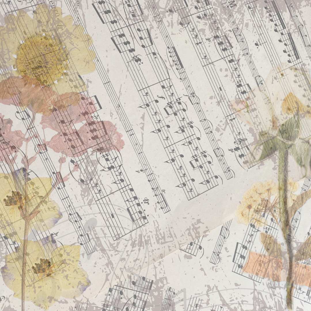 12 Original Unique Collage Craft Papers Music and Flowers Vintage style Digital