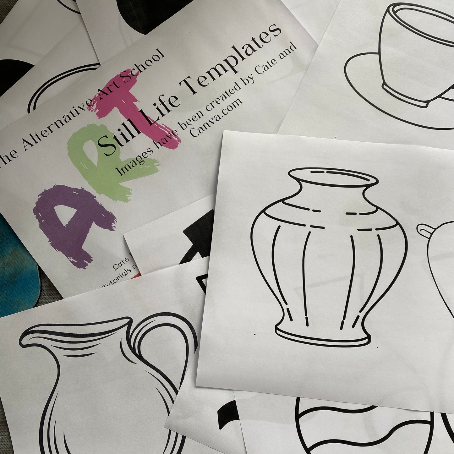 Simple Still Life Outlines for Artists and Students